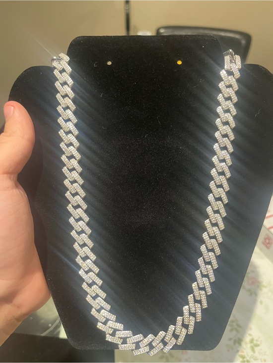 925 Sterling Silver Other - 13mm Moissanite Cuban Link Chain 22" - 96g Solid 925 Silver - PASSES TESTER